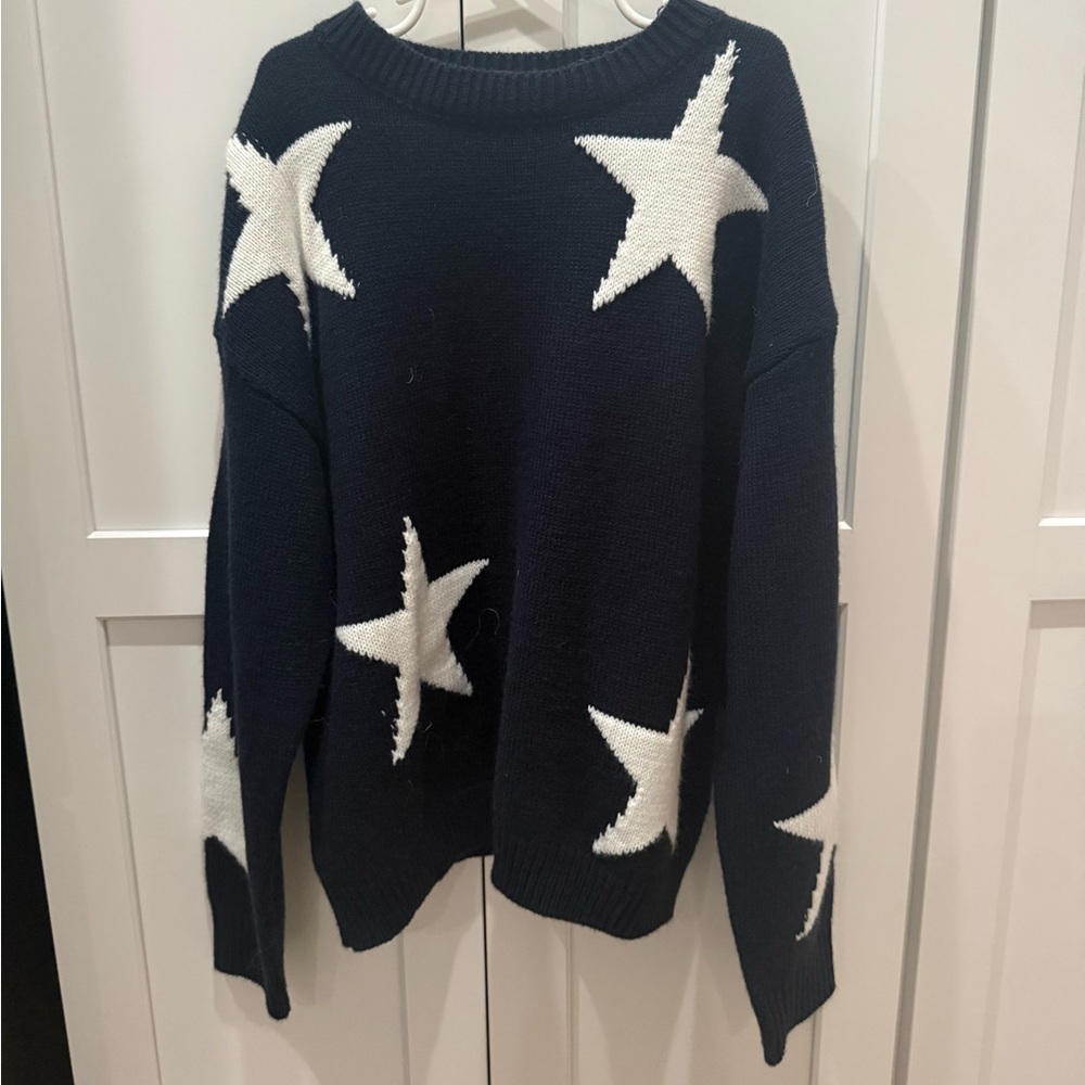 SHEIN Dark Blue Sweater with White Stars
